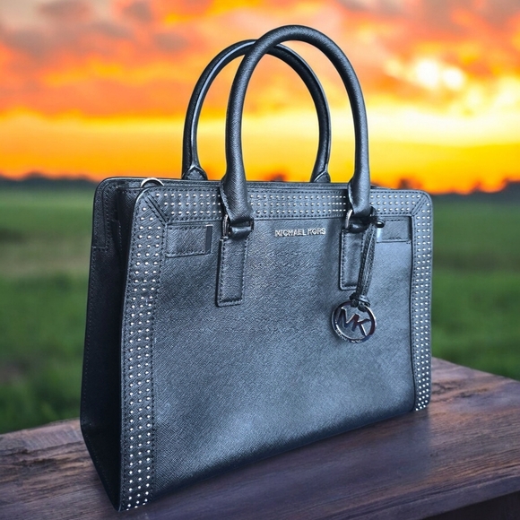 Michael Kors Medium Dillon Studded Leather Satchel π€ Luxury Designer Bag - Picture 7 of 16